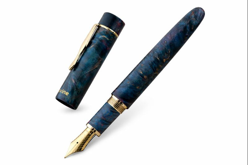 Stylo plume Asvine haut de gamme présenté sur présentoir – stylo plume en bois d’ébène