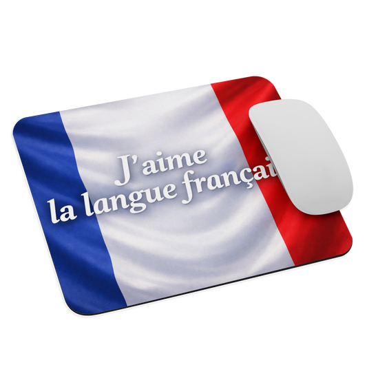 Tapis de souris bureau élégant J’aime la langue française pour espace de travail et écriture