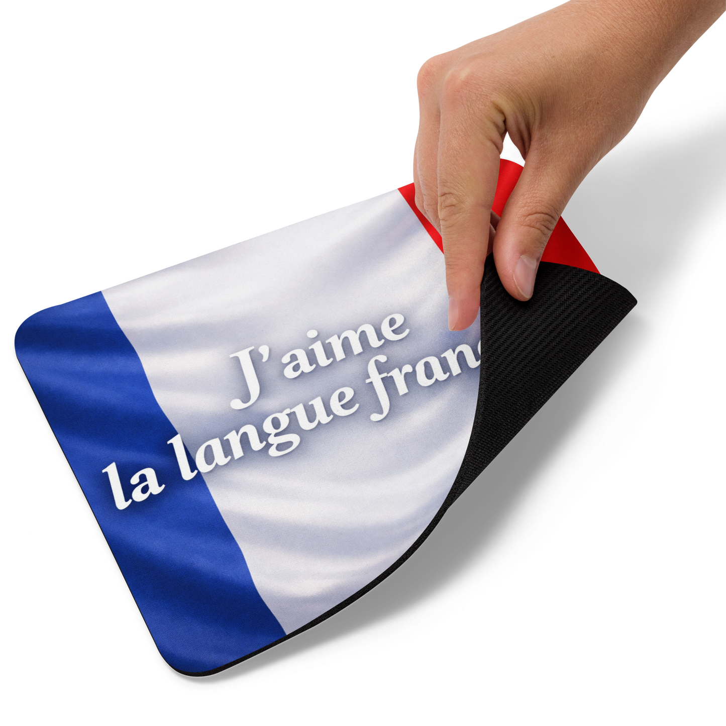 Accessoire informatique tapis de souris J’aime la langue française design sobre et précis pour souris optique