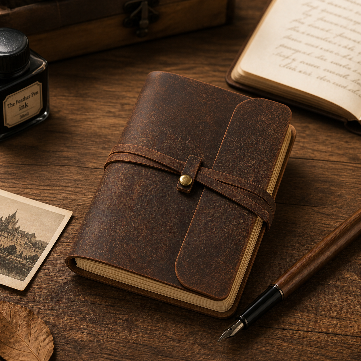 Carnet d’écriture cuir antique vintage – carnet compact en cuir pour notes et journal