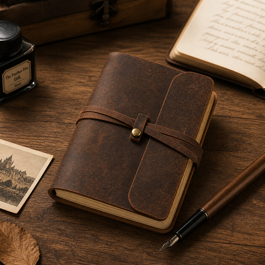 Carnet d’écriture cuir antique vintage – carnet compact en cuir pour notes et journal