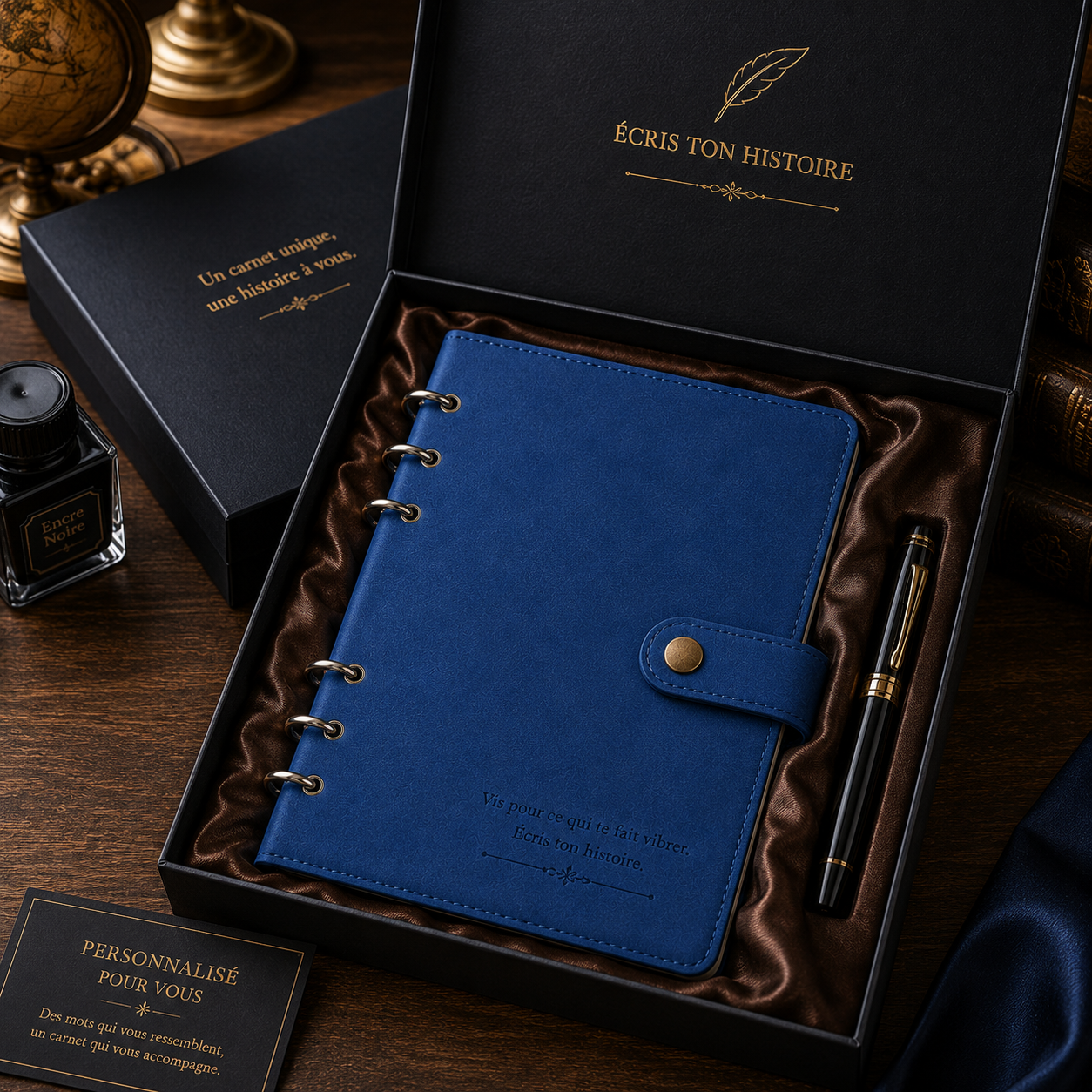 Carnet cuir nubuck personnalisable A5 – carnet 6 anneaux rechargeable 200 pages