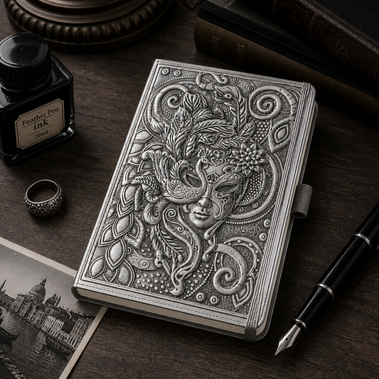 Carnet de voyage Venise argenté A5 – carnet élégant 100 feuilles avec couverture embossée