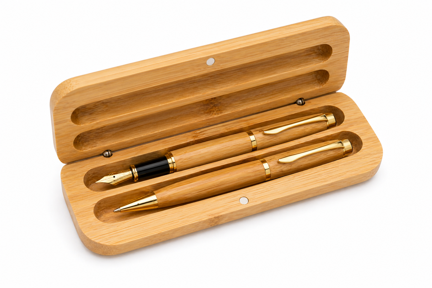Coffret stylos en bambou haut de gamme présenté en coffret – ensemble d’écriture élégant en bois