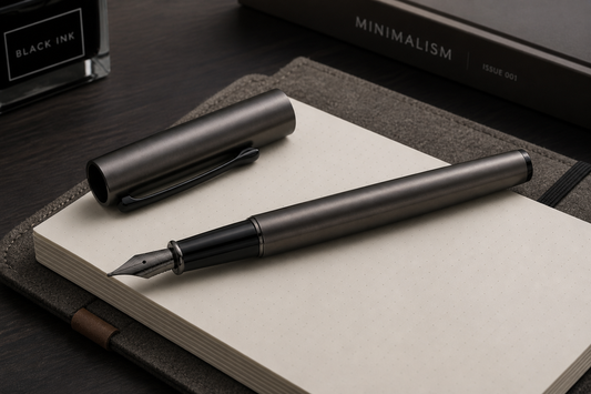 Stylo plume métal gris finition mate – stylo plume 0,5 mm design minimaliste et précis