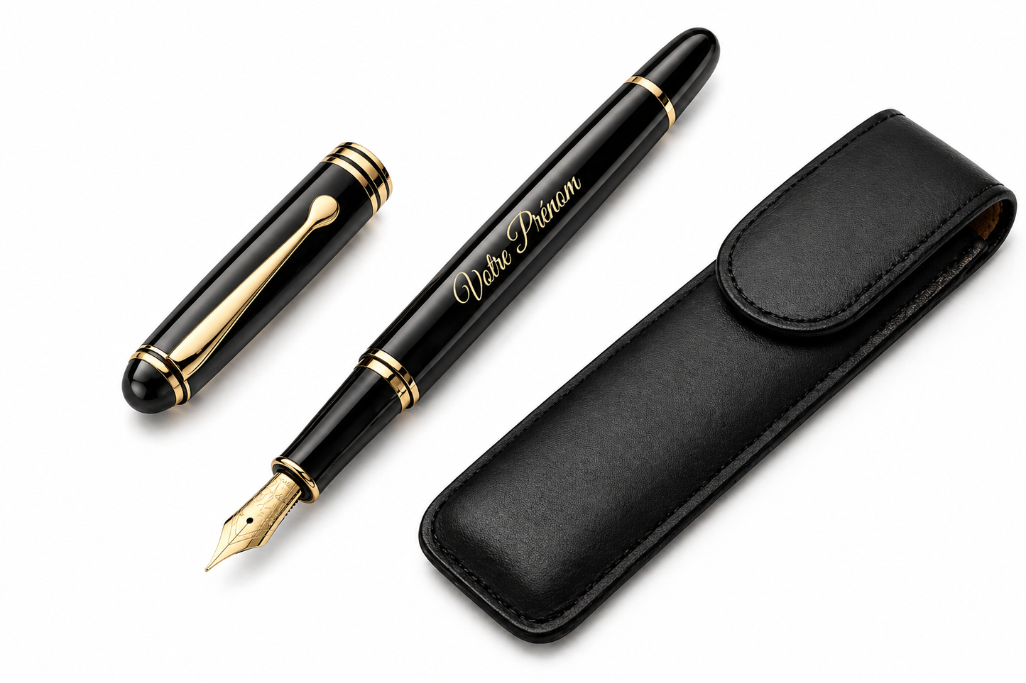 Stylo plume personnalisé haut de gamme avec étui en cuir – stylo gravé présenté en coffret luxe