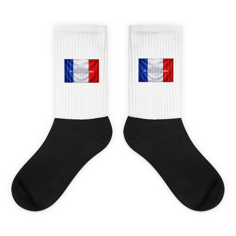 Chaussettes mi-longues J’aime la langue française avec motifs colorés et fond rembourré