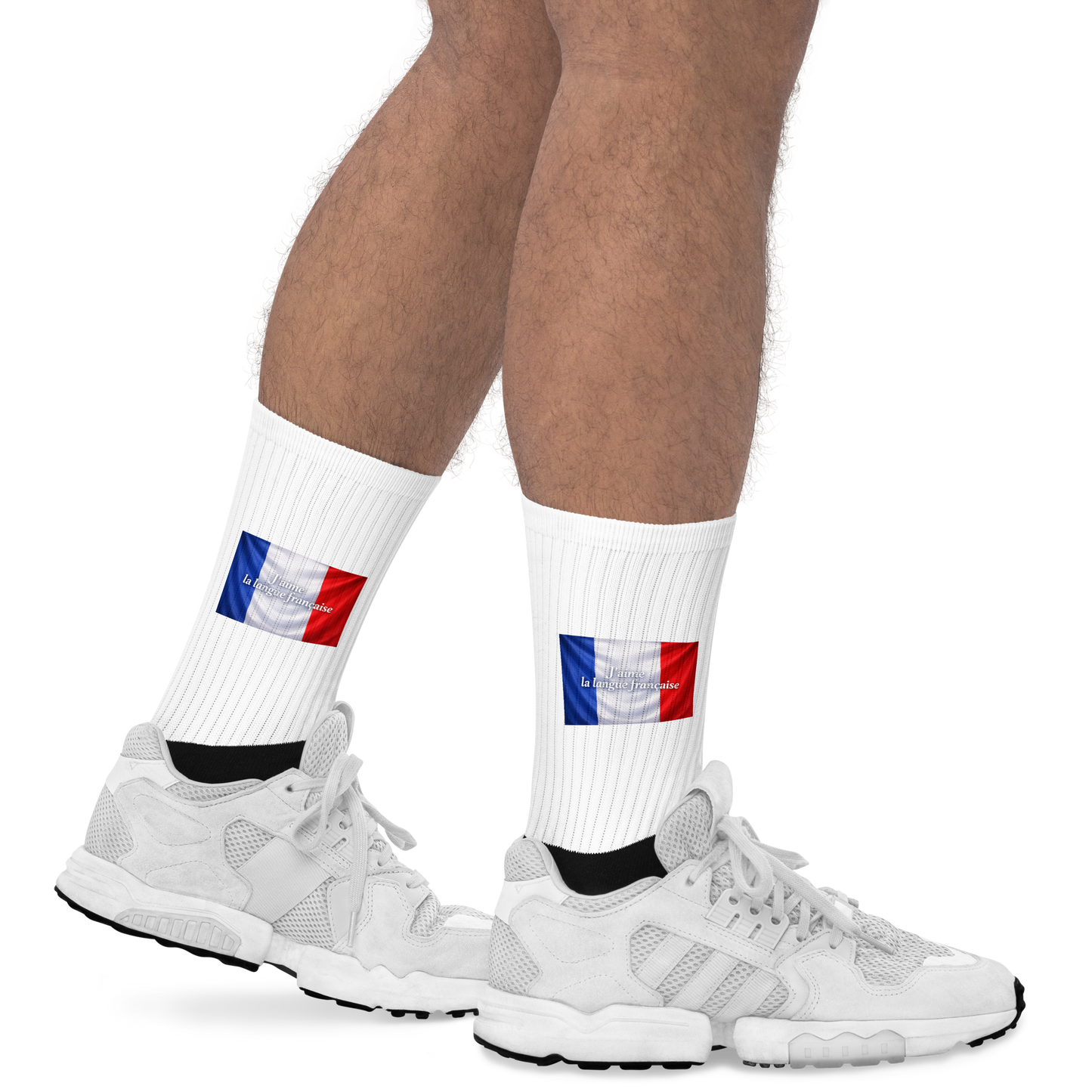Accessoire textile J’aime la langue française chaussettes côtelées avec maintien et style francophone