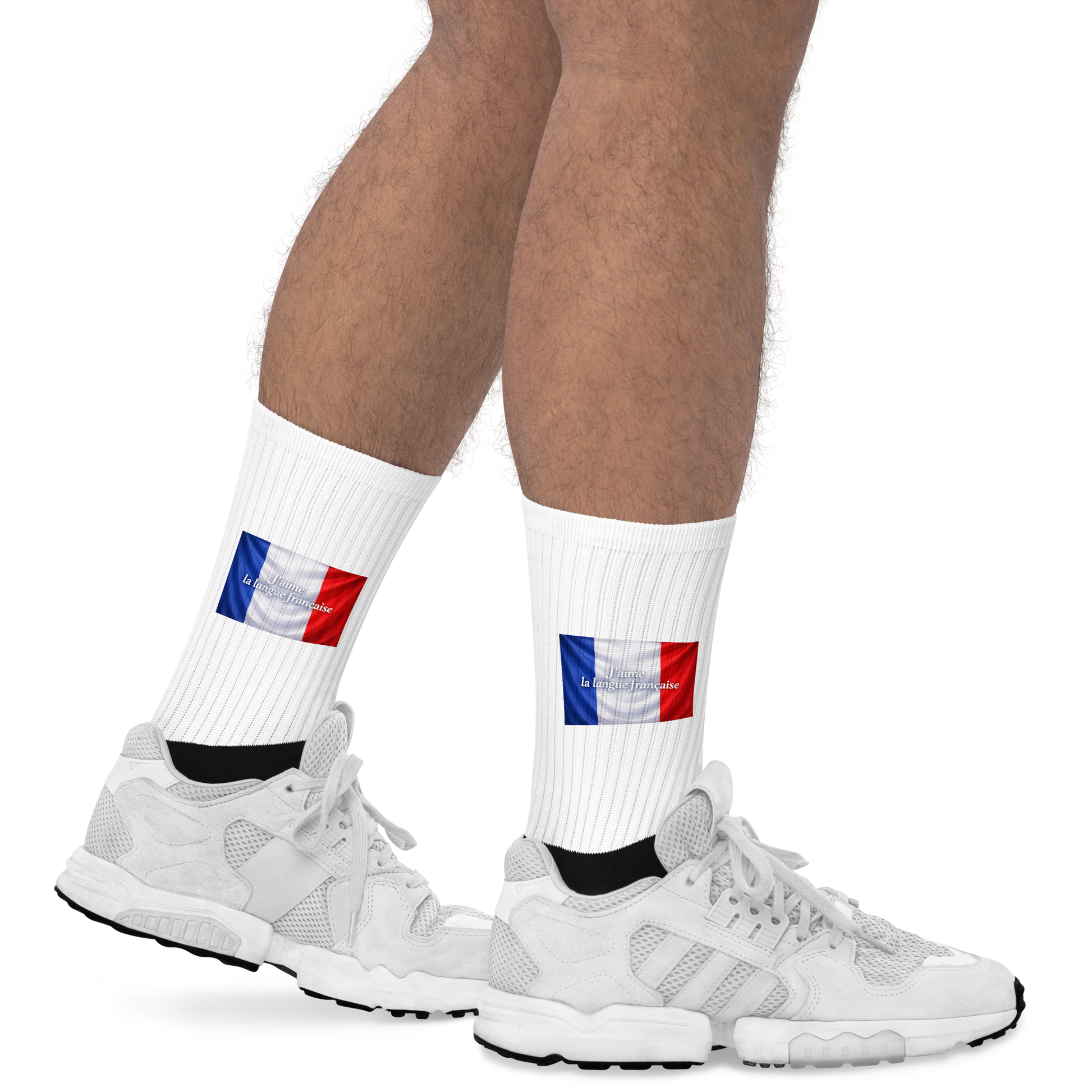 Accessoire textile J’aime la langue française chaussettes côtelées avec maintien et style francophone
