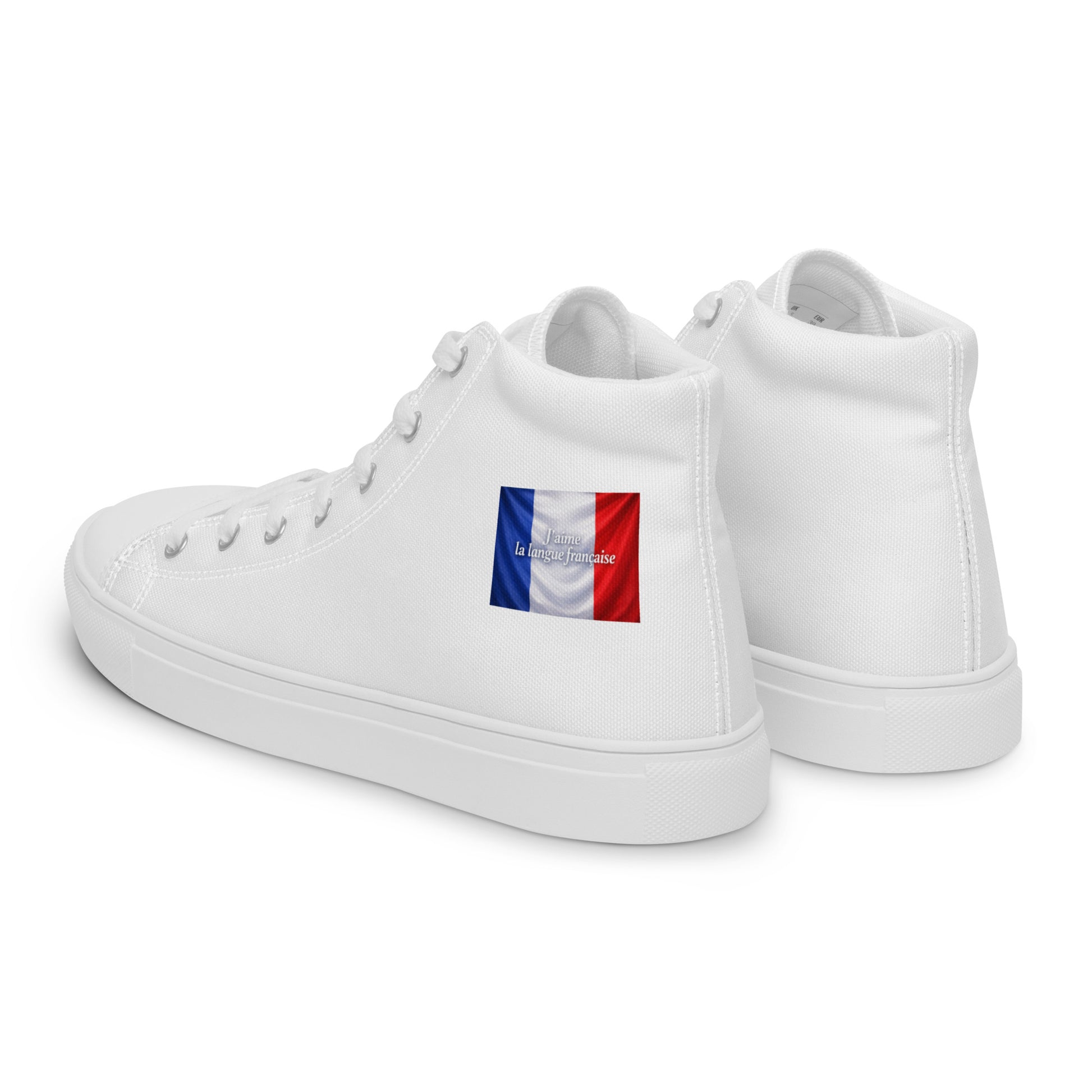 Chaussures montantes toile avec inscription J’aime la langue française