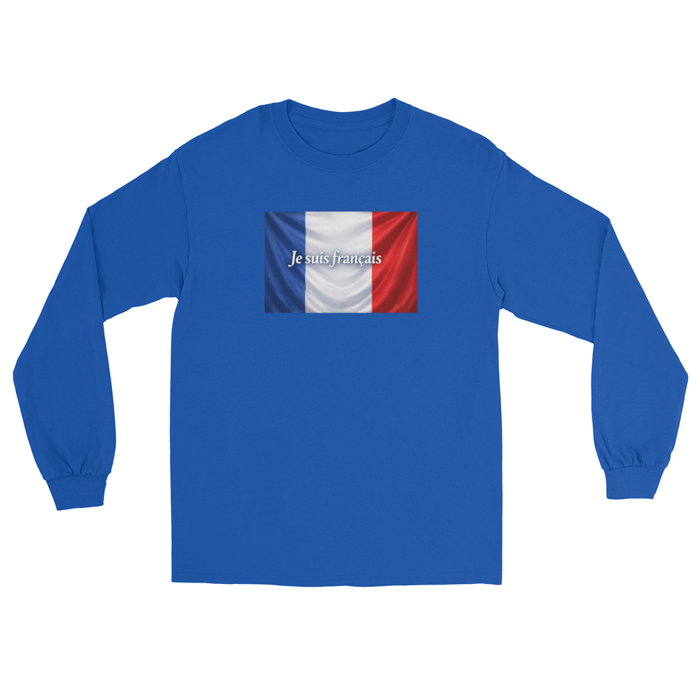 T-shirt « Je suis français » manches longues porté, vêtement sobre et intemporel
