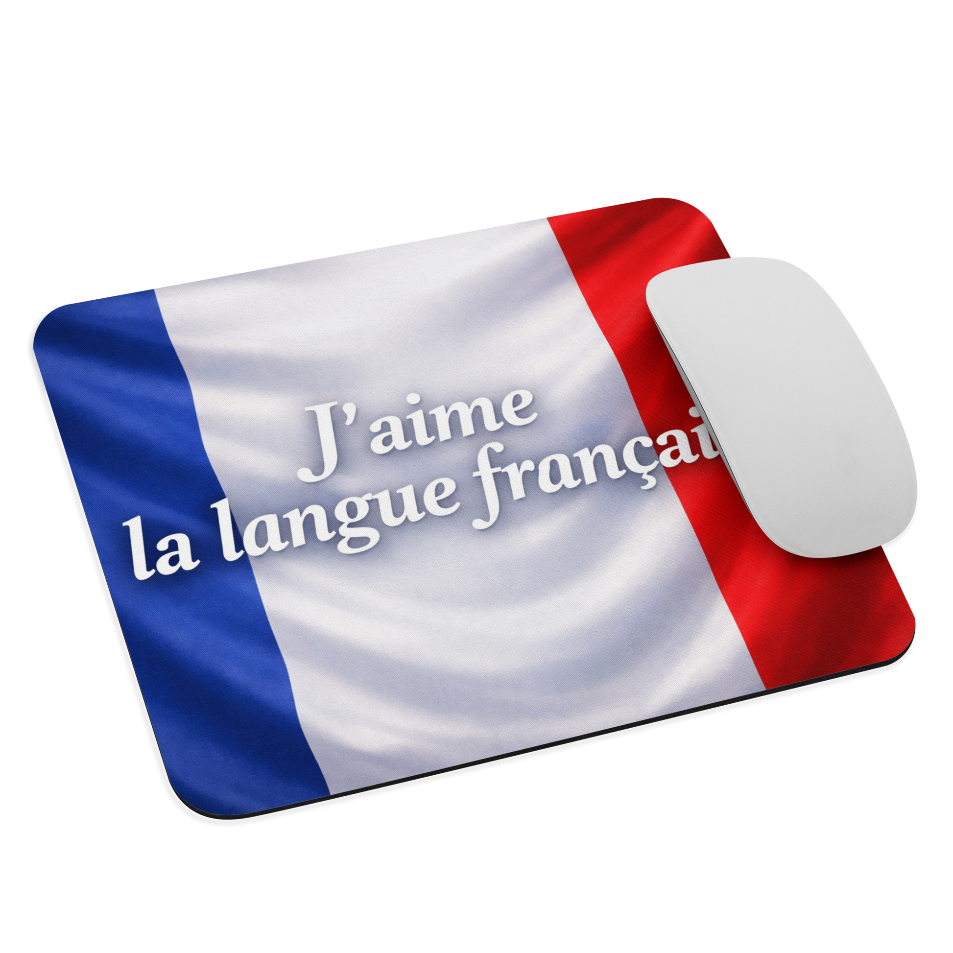 Tapis de souris bureau élégant J’aime la langue française pour espace de travail et écriture