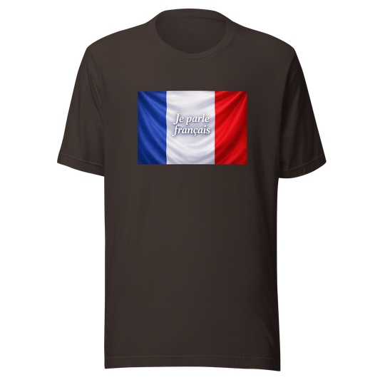T-shirt français avec inscription « Je parle français », coupe flatteuse et tissu respirant pour un usage quotidien